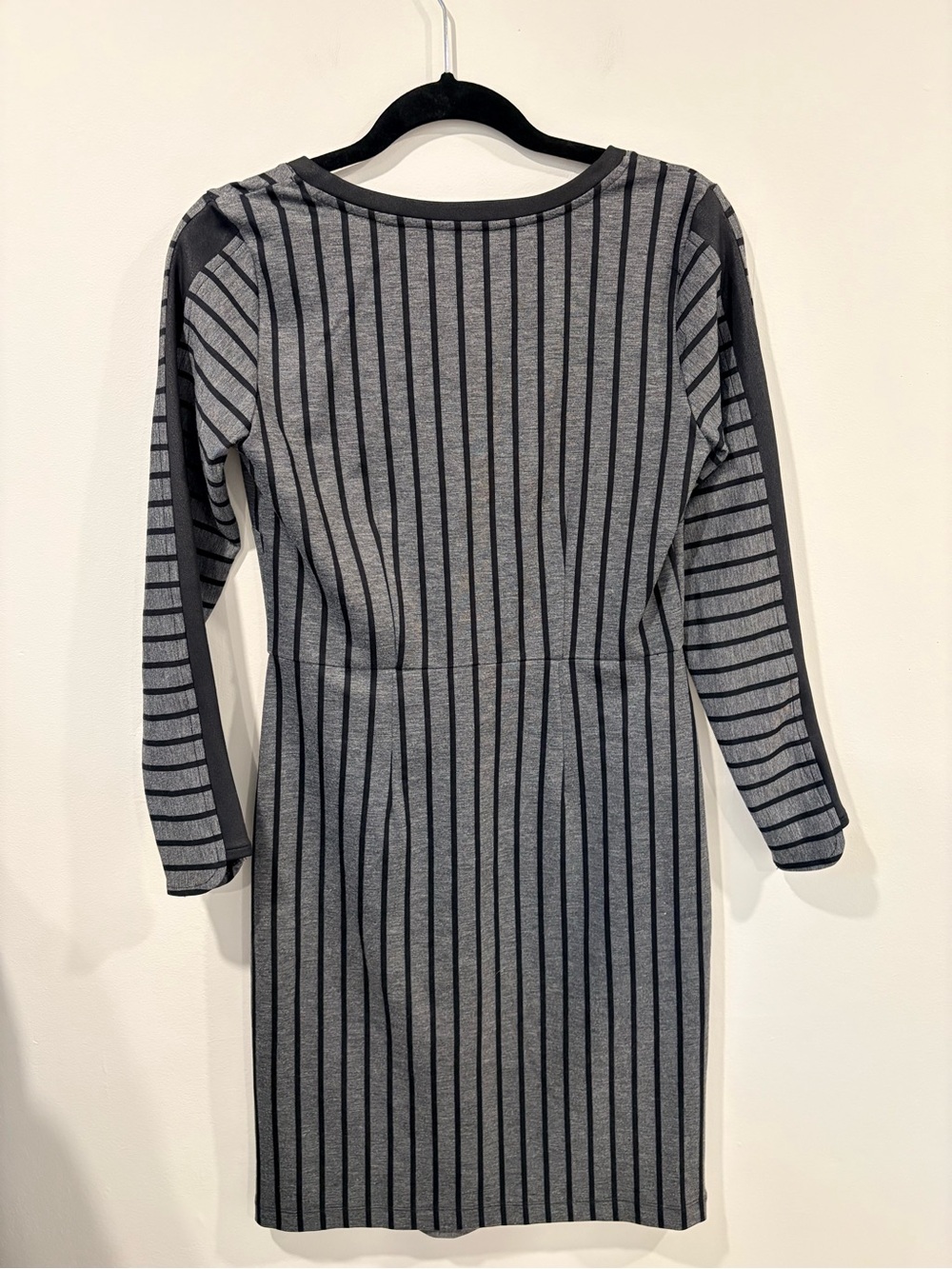 Sandwich Gray Mixed Stripe Wrap Knit Dress | Long Sleeve | Size Small - Picture 3 of 11